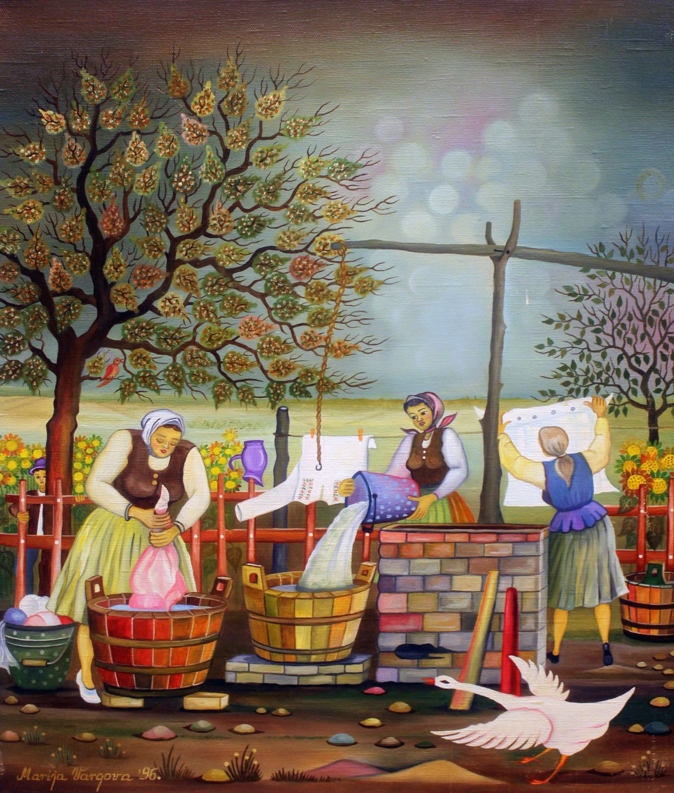 Marija Vargova, Pranje u dvoristu, 42x50, 1996.jpg